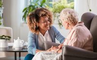 Different caregivers in a senior living facility