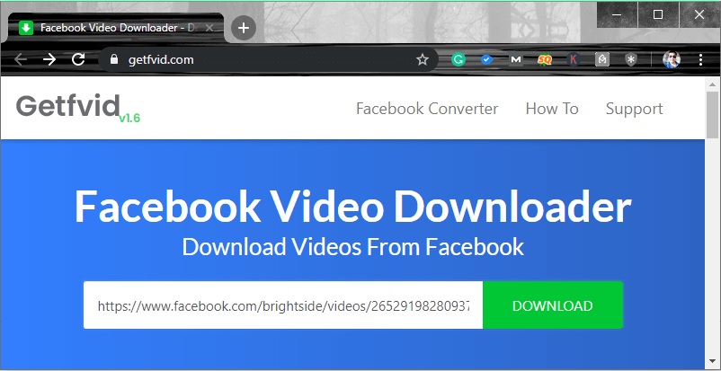 Download Facebook videos using Getfvid 1