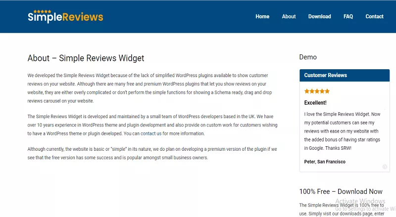 Simple Reviews Widget