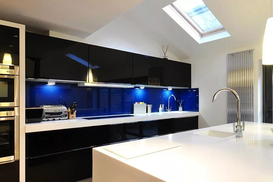 Kitchen Backsplash Blue Color