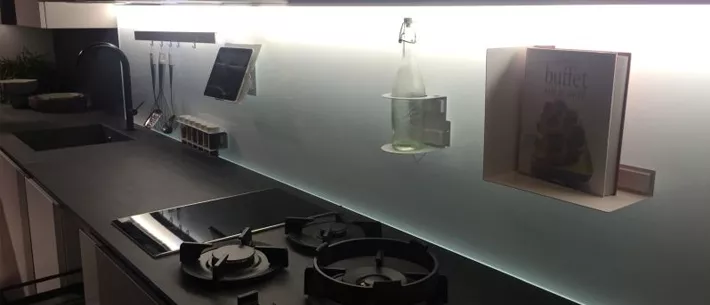 Attach LED Lights On The Kitchen Mirror Backsplash