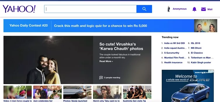 Signed in to Yahoo account