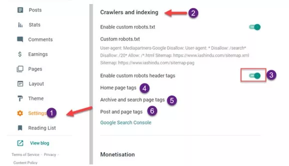 Setting for Enable custom robots header tags