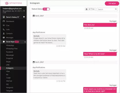 Features and functionality of SpyMyfone