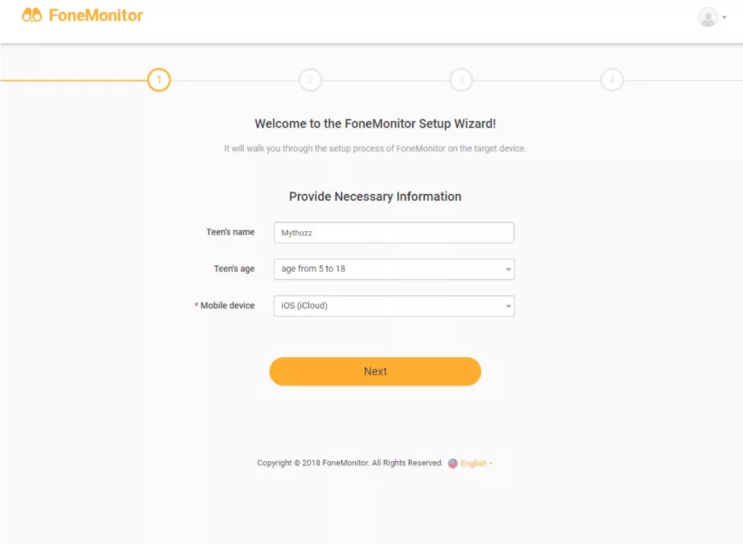 Select the target phone FoneMonitor