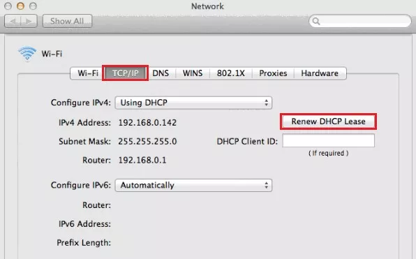 Retune TCP-IP Settings