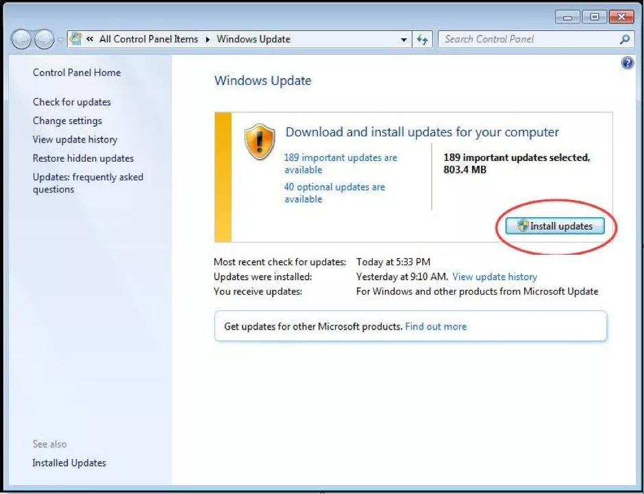 installation with updates