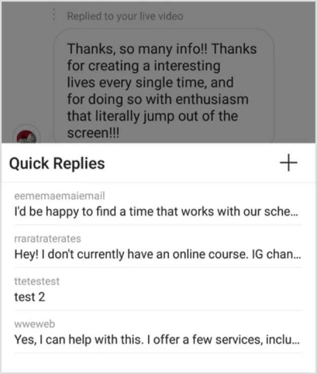 Replying to a message on Instagram faster using ‘Quick Replies’