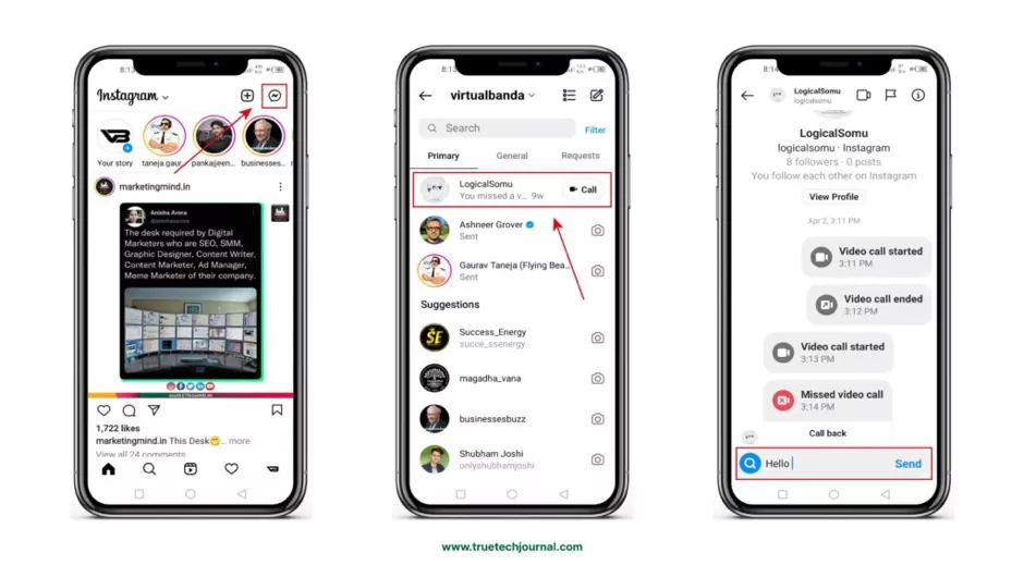 Replying to a message on Instagram on Android Device